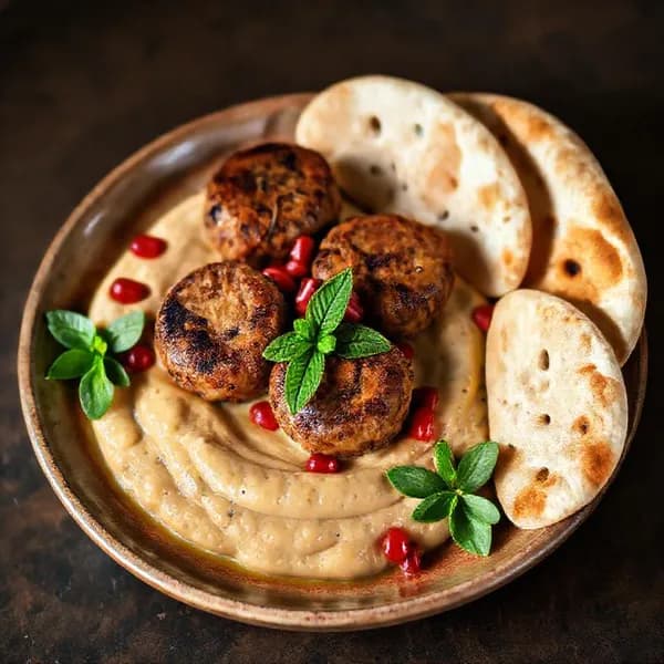 Lammfärsbiffar med kikärtspuré och mynta - enkelt recept från MatVeckan
