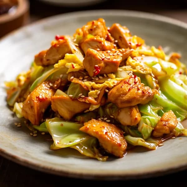 Vitkålswok med sesamkyckling och chili - enkelt recept från MatVeckan
