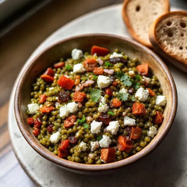 Stekta linser med fetaost och soltorkade tomater - enkelt recept från MatVeckan