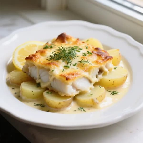 Fiskgratäng med dill, citronmajonnäs och potatis - enkelt recept från MatVeckan