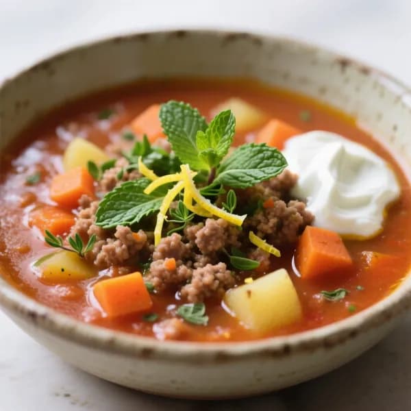 Lammfärssoppa med mynta och citron - enkelt recept från MatVeckan
