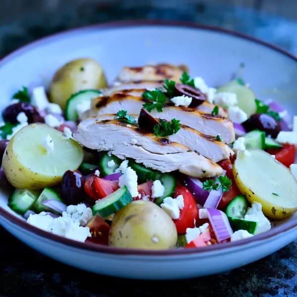 Grekisk potatissallad med fetaost och citron - enkelt recept från MatVeckan