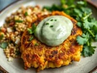Krispiga kikärtsbiffar med örtagårdssås - veckans recept från MatVeckan