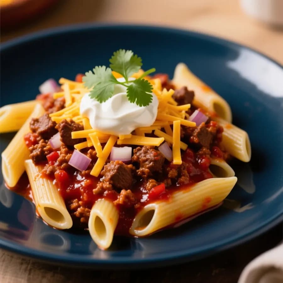 Tacosmakande köttfärspasta med cheddarost