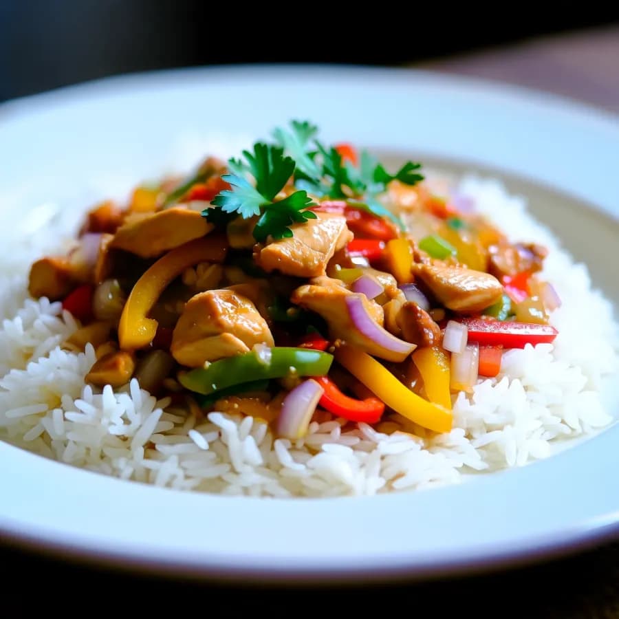Kycklingpanna med paprika och ris – snabblagad