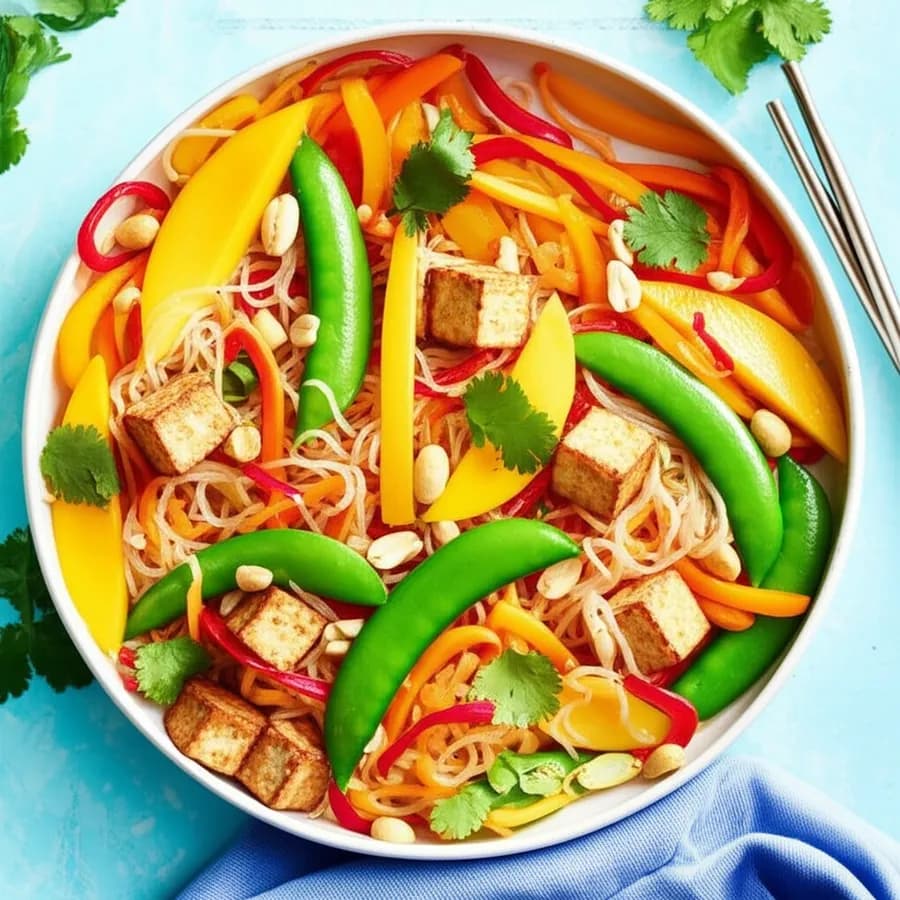 Fräsch asiatisk nudelsallad med mango