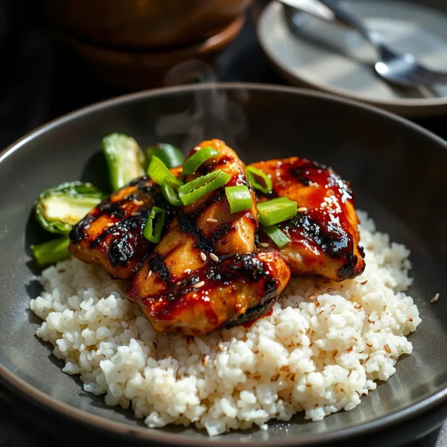 Grillad kycklinglårfilé med asiatisk sojamarinad och sesamfrön