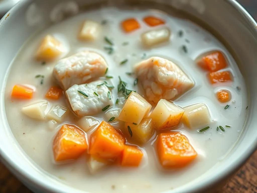 Krämig fisksoppa med potatis och citron