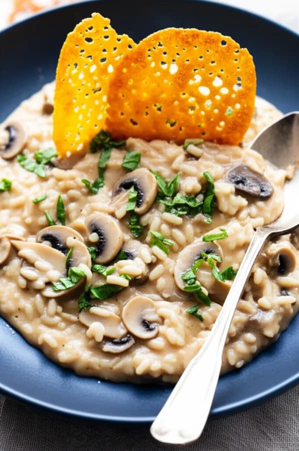 Skogssvampsrisotto med parmesanflarn