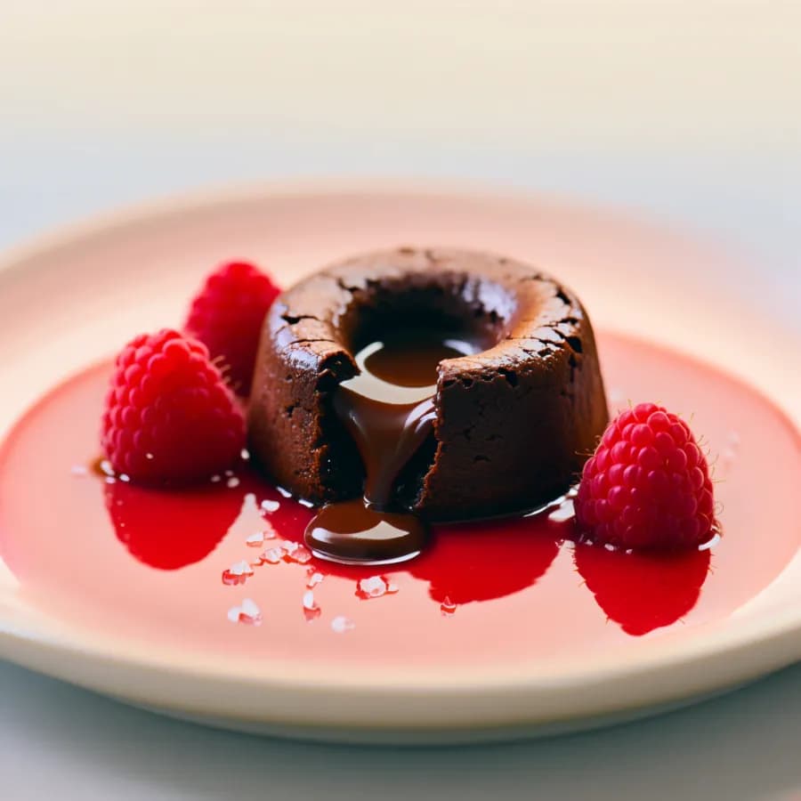 Chokladfondant med hallon och havssalt