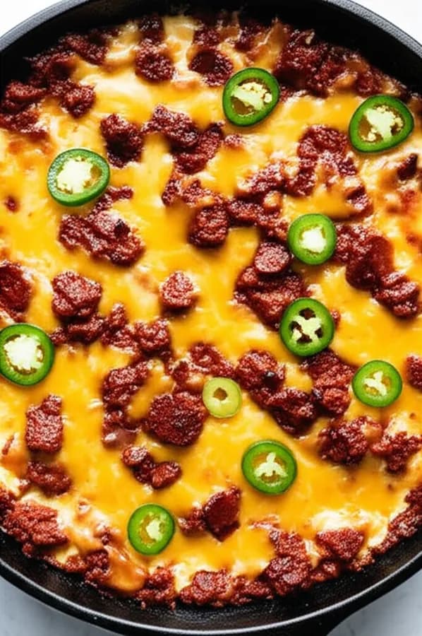 Queso fundido med chorizo och jalapeño