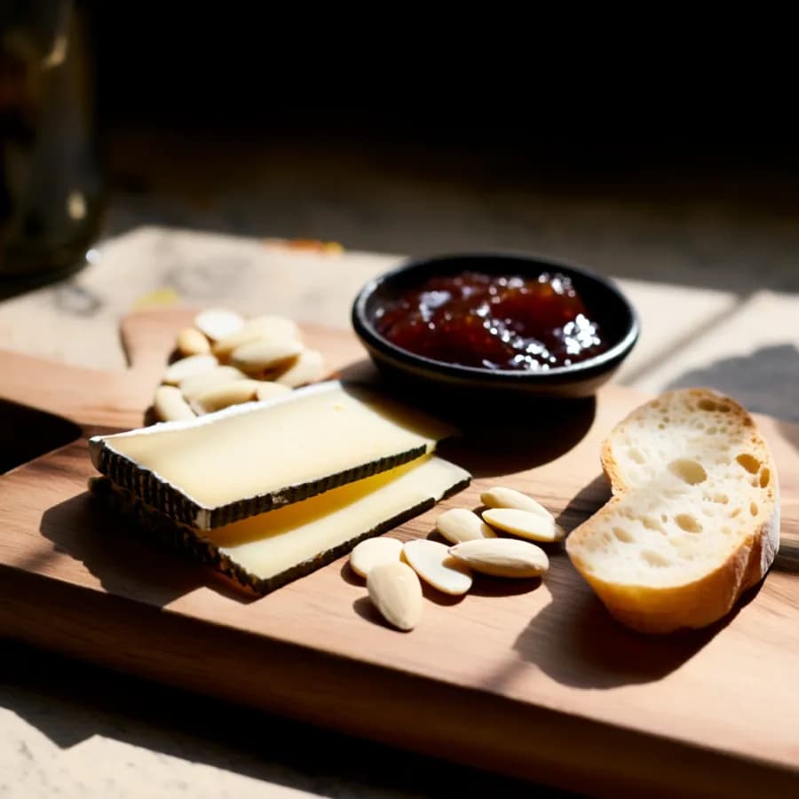 Manchego med fikonmarmelad och rostade mandlar