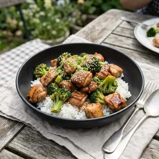 Asiatisk airfryer-kyckling med broccoli och sesam - enkelt recept från MatVeckan