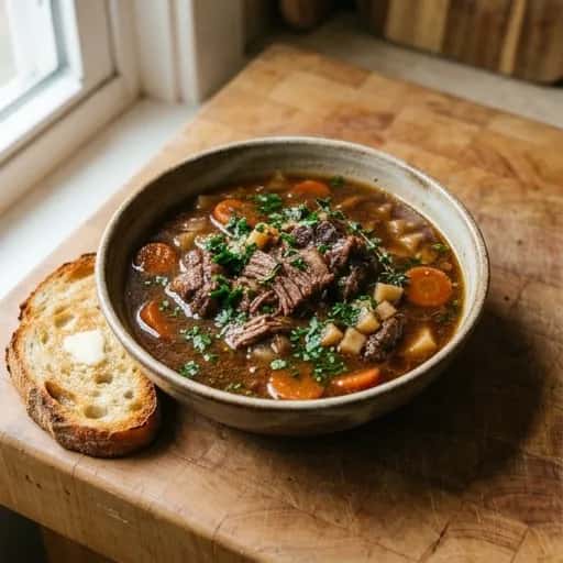 Slowcookad oxsvanssoppa med rödvin och färska örter - enkelt recept från MatVeckan