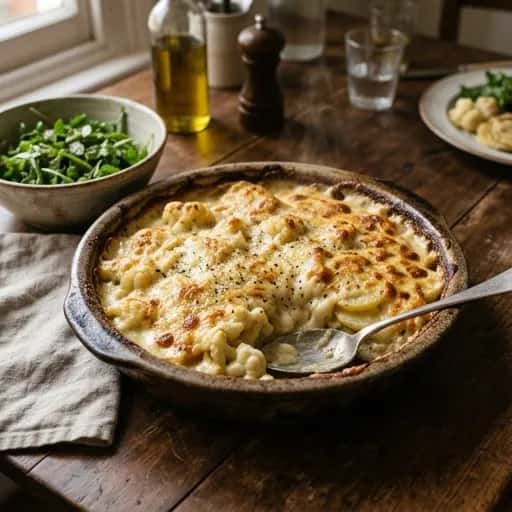 Ugnsgratinerad blomkålsgratäng med lagrad ost – glutenfri - enkelt recept från MatVeckan